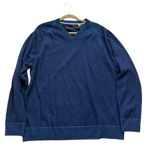 Robert Graham Pullover Long Sleeve Sweater Blue Wool Cashmere Blend Mens 2XL